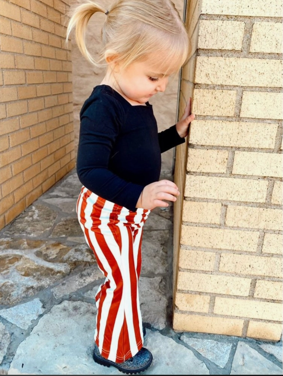 Blakely Boho Bell Bottoms - Russet Orange & White Stripe