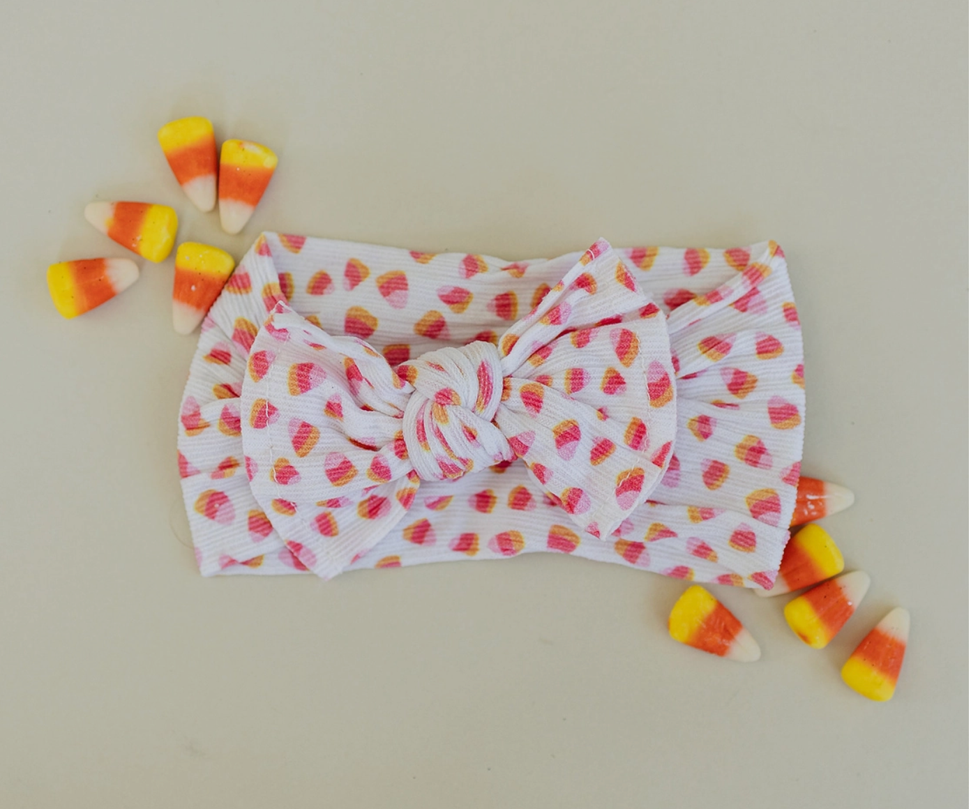 Ribbed Candy Corn Halloween Nylon Baby Headband