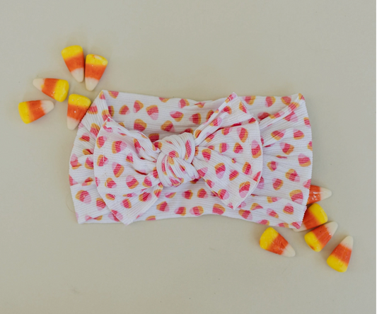 Ribbed Candy Corn Halloween Nylon Baby Headband