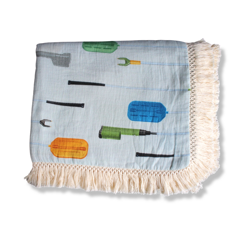 Hot Shots & Paddles Fringed Muslin Blanket