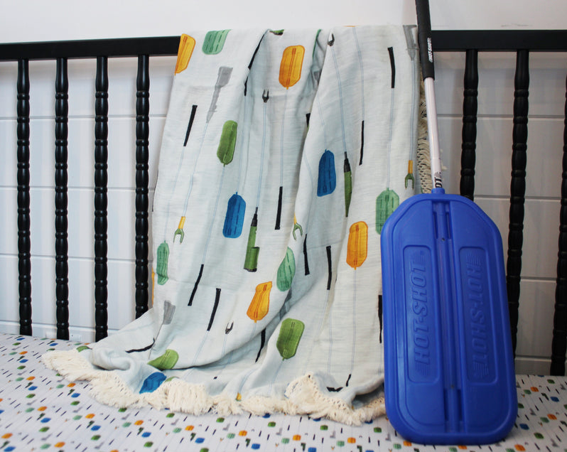 Hot Shots & Paddles Fringed Muslin Blanket