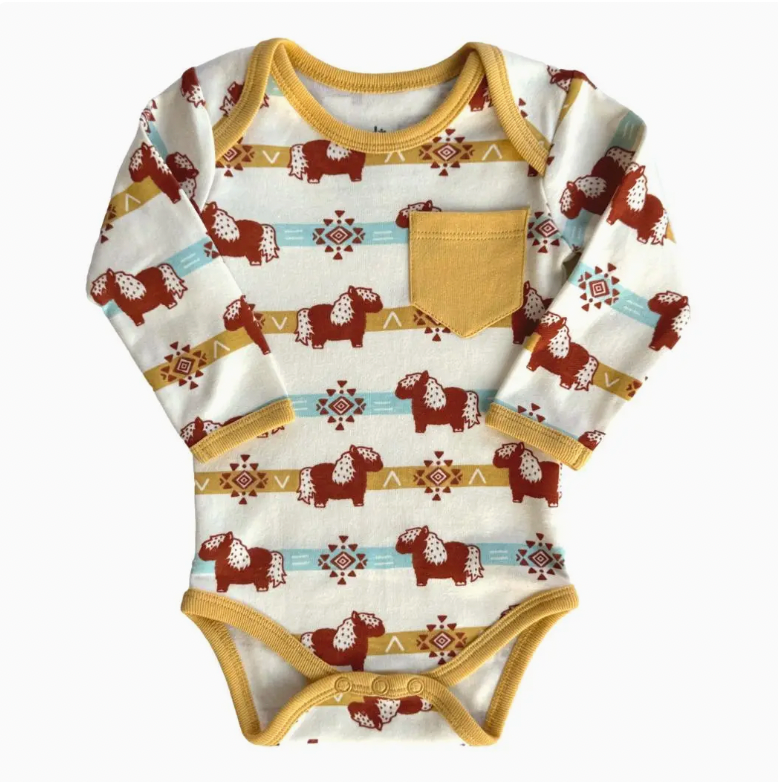 Aztec Pony Organic Cotton Long Sleeve Bodysuit