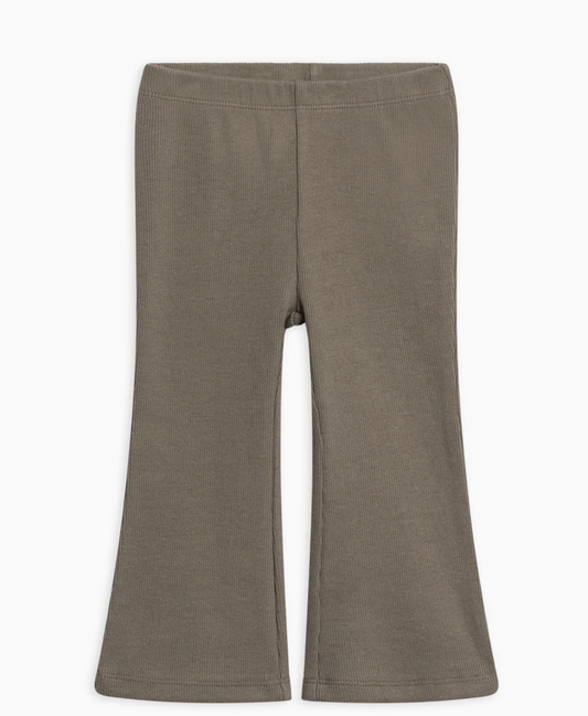 Olive Ribbed Flare Leggings