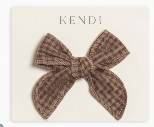 Flannel Bow Hair Clip - Chestnut