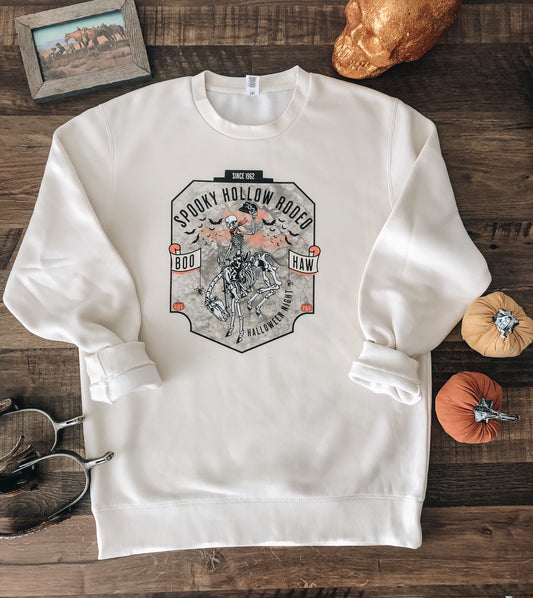 Spooky Hallow Rodeo Crewneck Sweatshirt (Adult Medium) - Natural