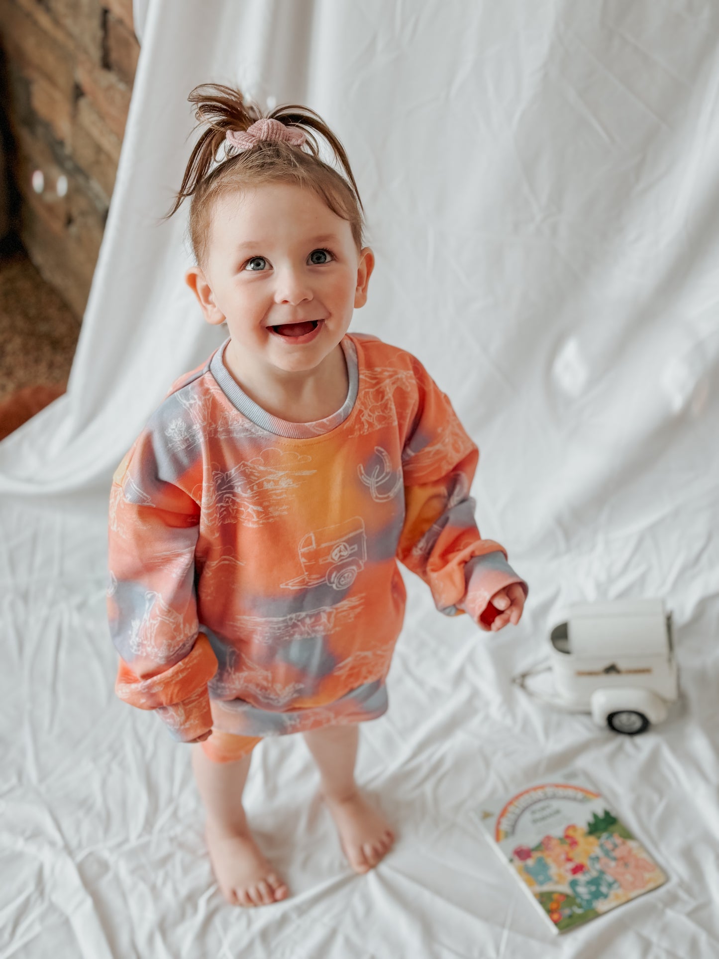 Sunset Cowgirl Tie-Dye Pullover and Shorts Set (Baby, Toddler & Youth)