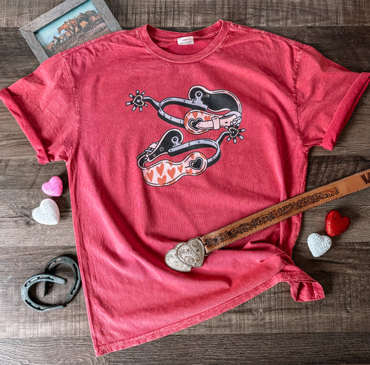 Valentine Spurs Mineral Wash Tee (Adult XL) - Red