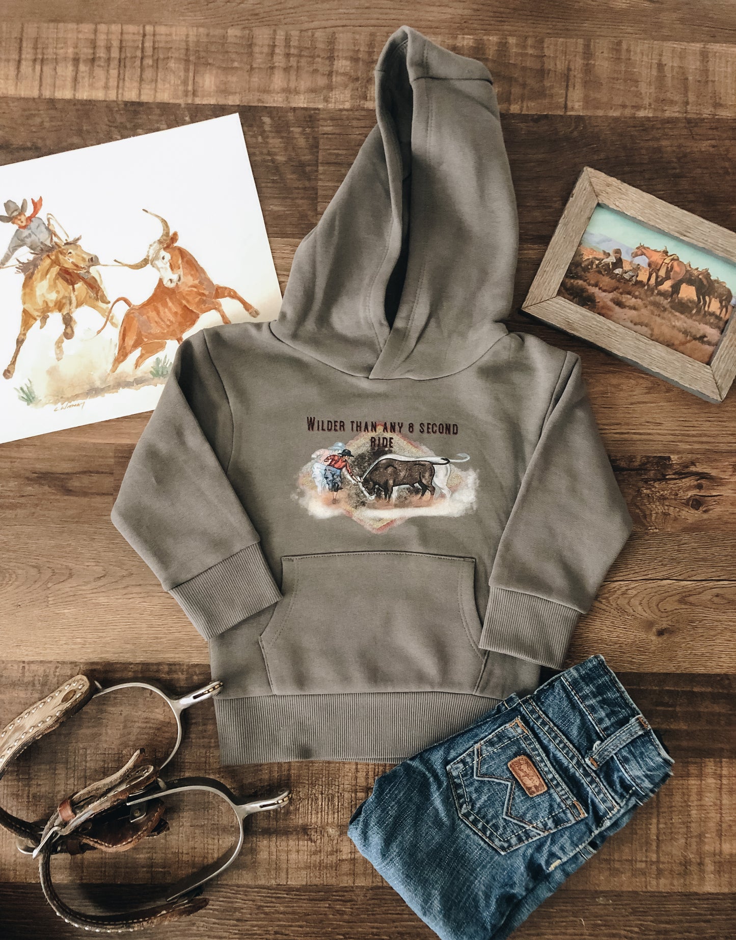 Wilder Than Any 8 Second Ride Hooded Sweatshirt (Baby & Toddler) - Pewter