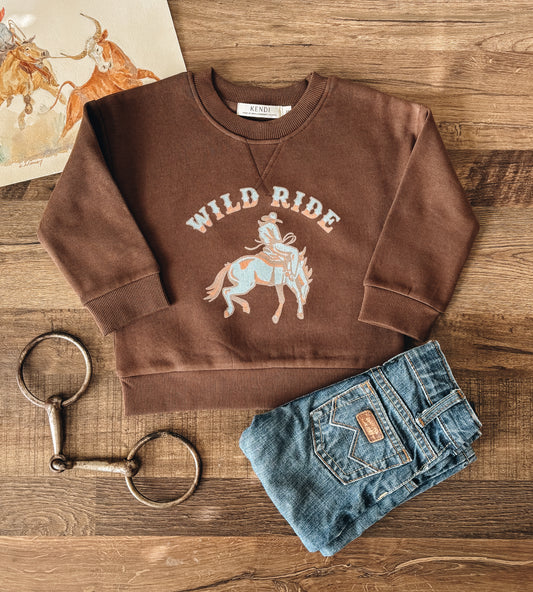 Wild Ride Crewneck Sweatshirt (2T) - Chestnut