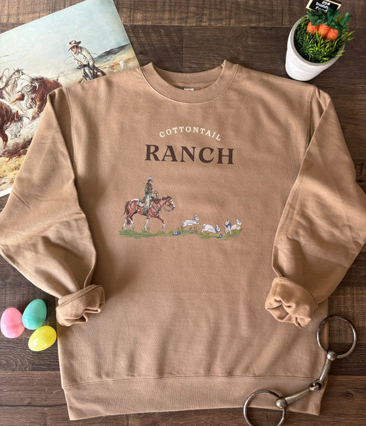 Cottontail Ranch Adult Crewneck Sweatshirt (Adult Medium) - Sandstone