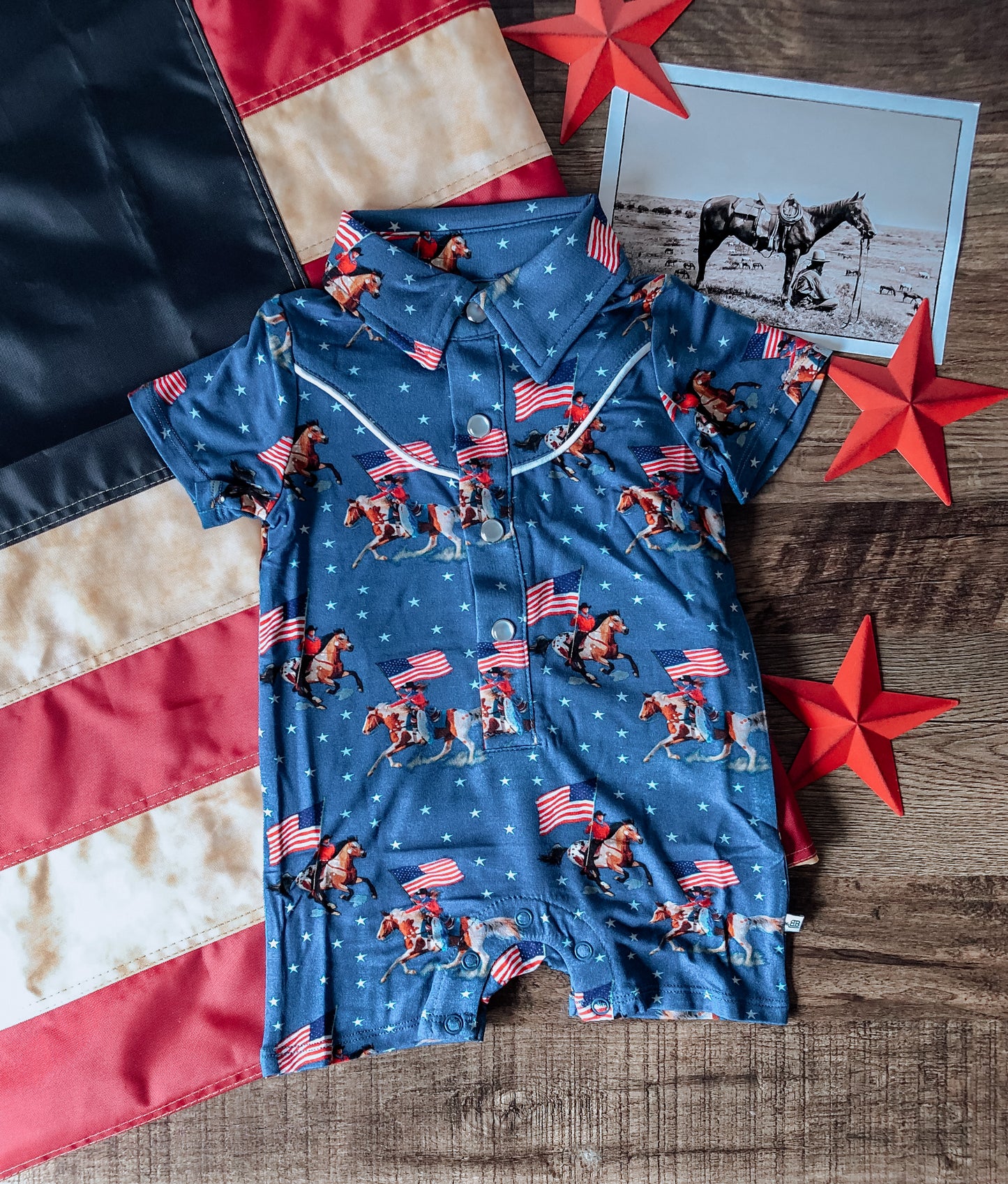 Gallup Short Sleeve Bamboo Collard Shortalls (18-24M)