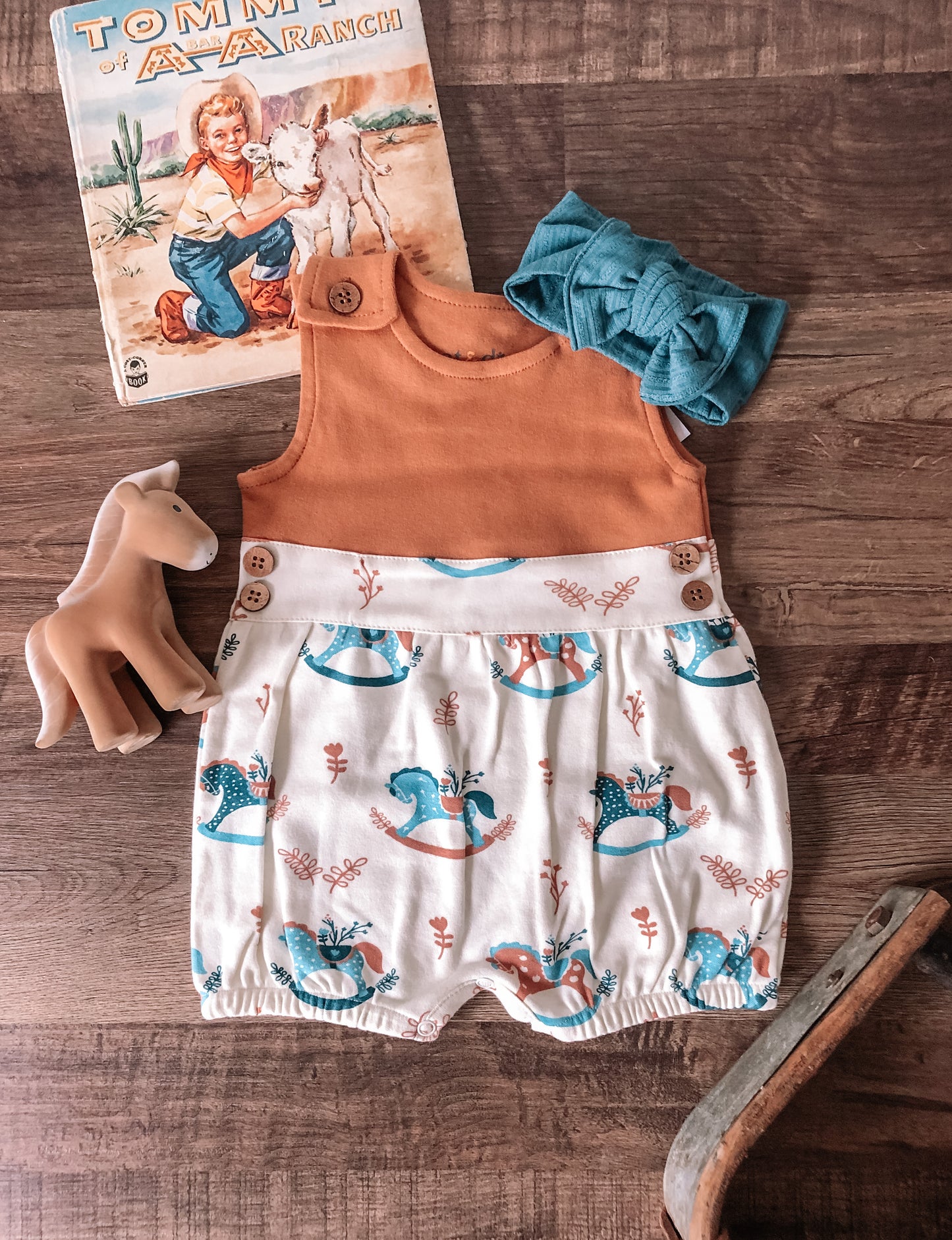 Rocking Horse Organic Bubble Romper