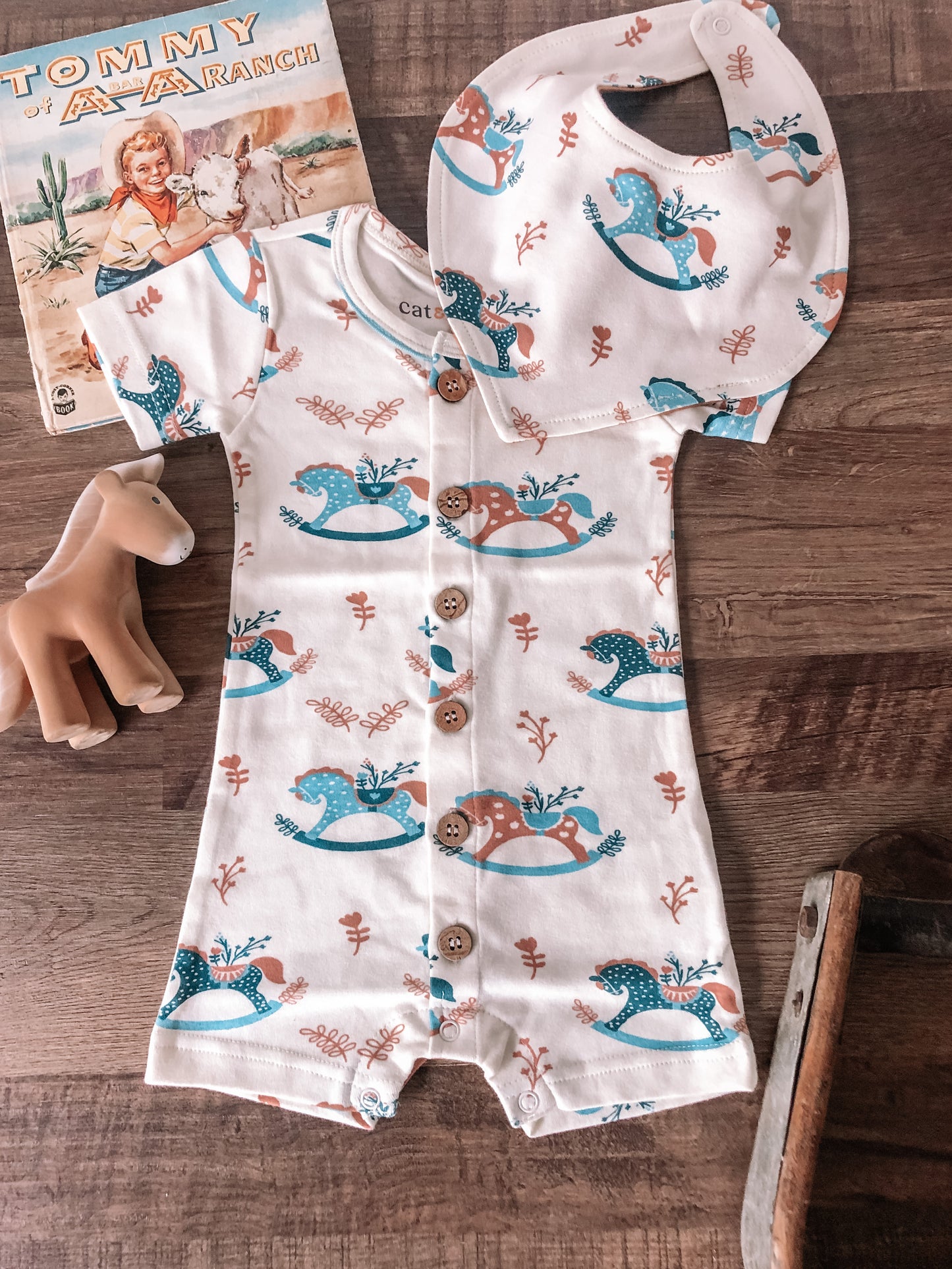 Rocking Horse Organic Cotton Western Romper (Baby)