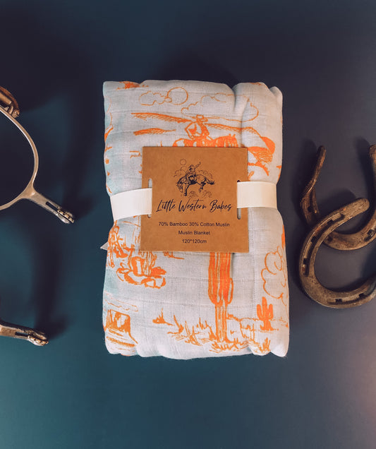 A Day on the Plains Bamboo Muslin Blanket