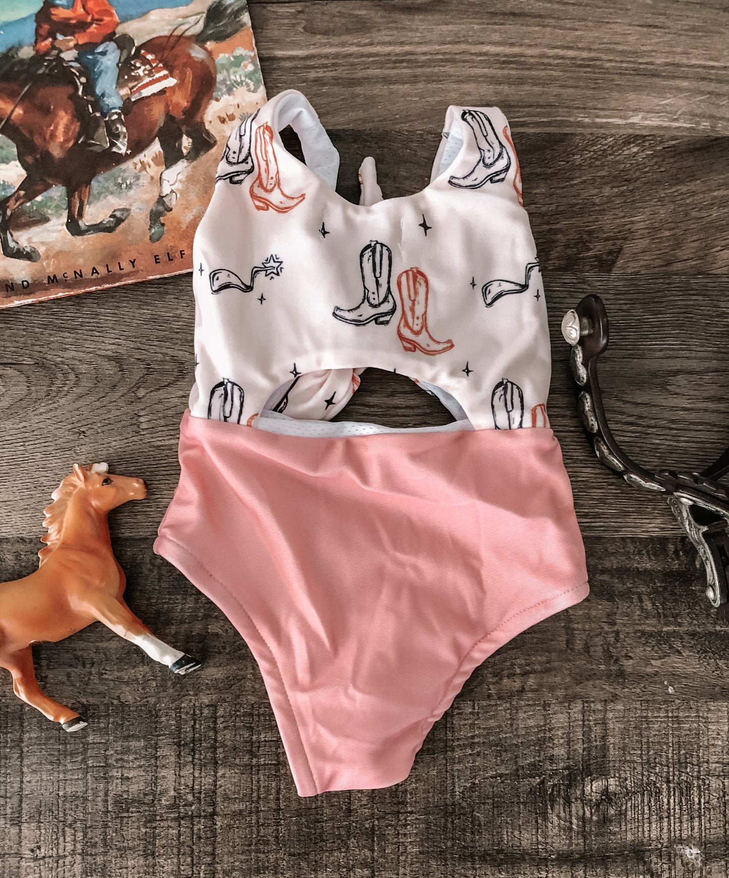 Boots & Spurs Cut-Out Swimsuit - pink