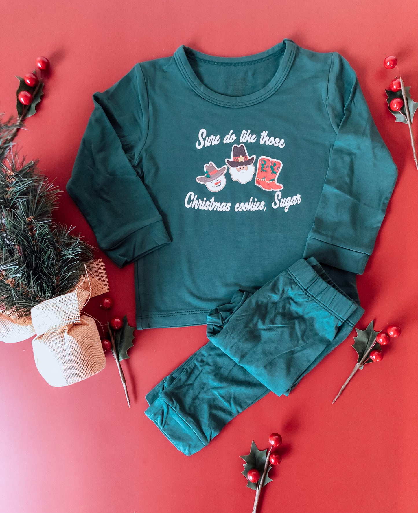 Cowboy Christmas Cookies bamboo pajamas (4T)