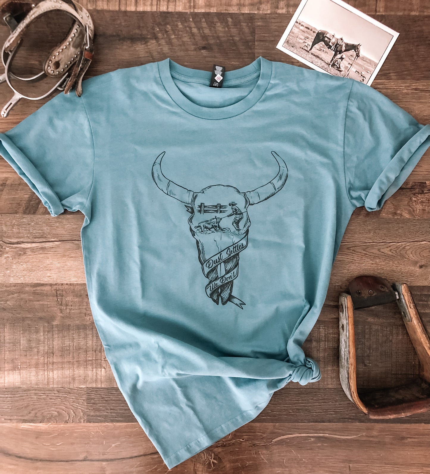 Dust Settles, We Don't Tee (Adult Small) - Slate Blue