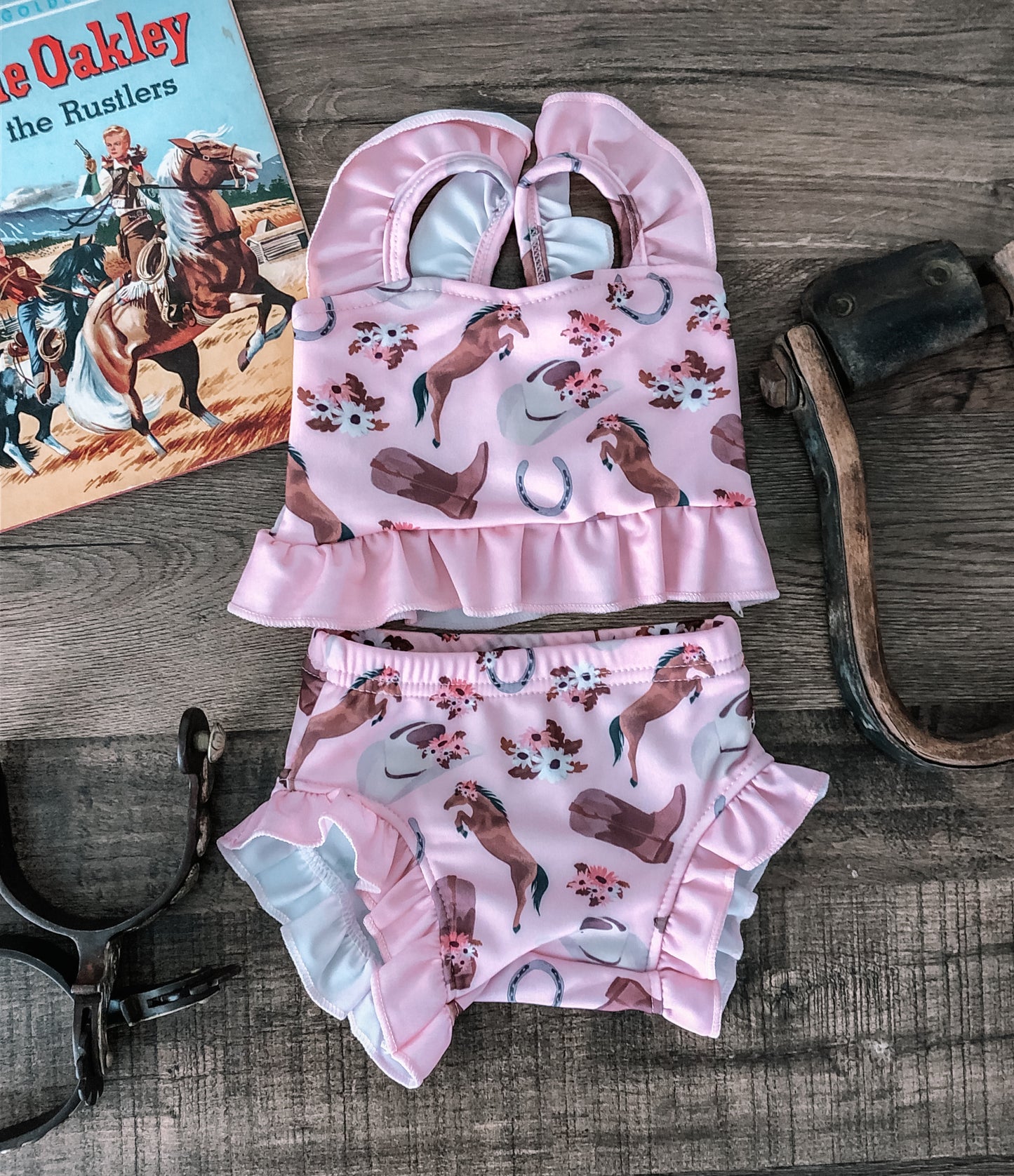 Floral Cowgirl Two-Piece Swimsuit - pink (2T)