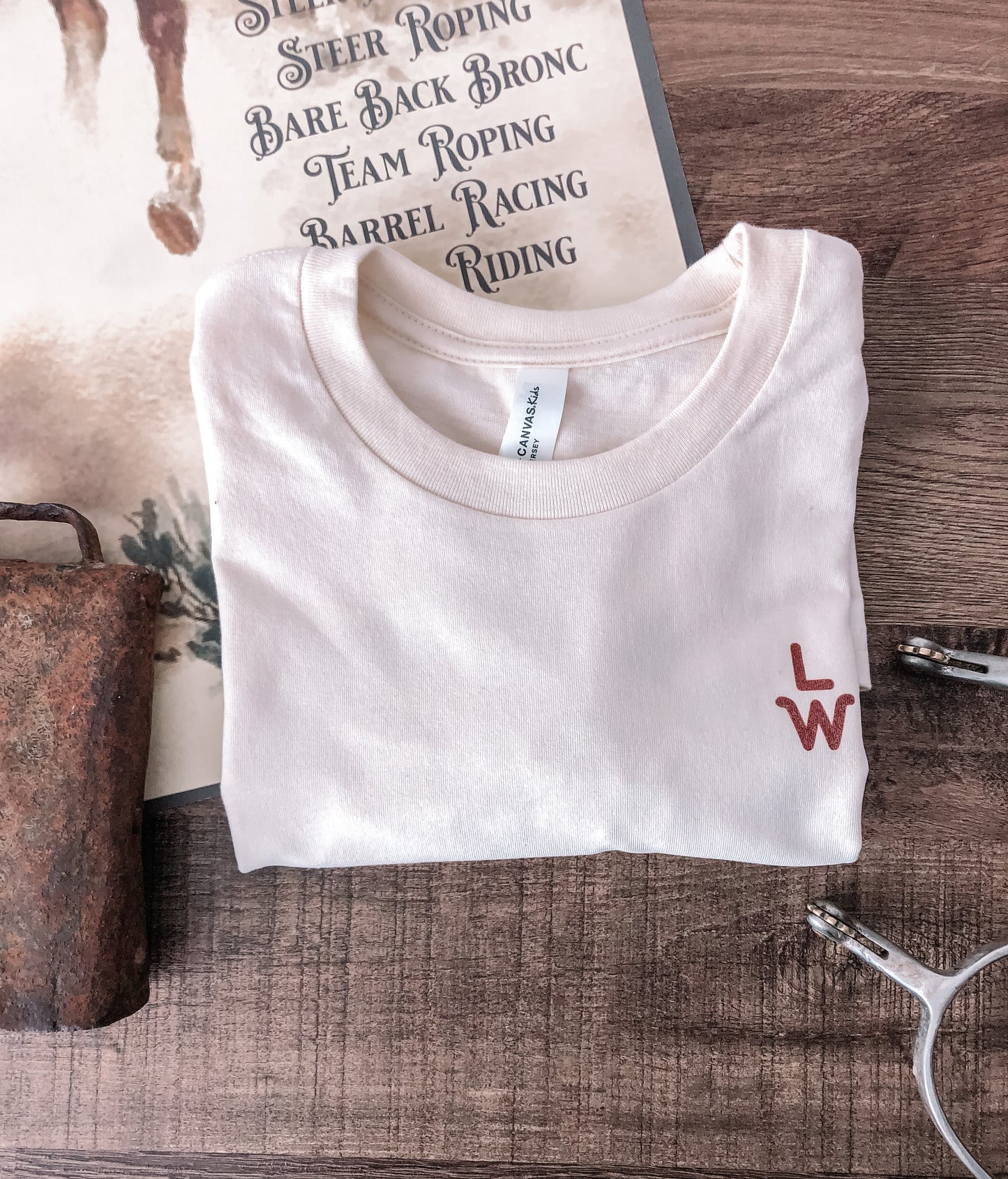 LWB Logo Tee - (2T, 5/6T, Youth XS, Youth Medium) Natural