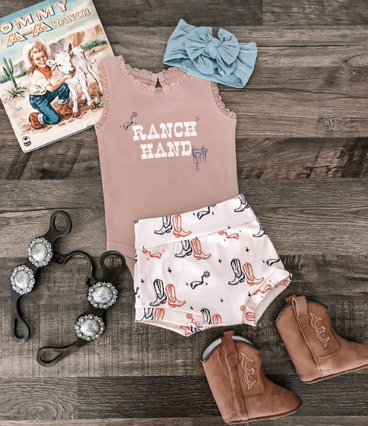 Ranch Hand Lace Bodysuit Tank (18-24M) - Blush