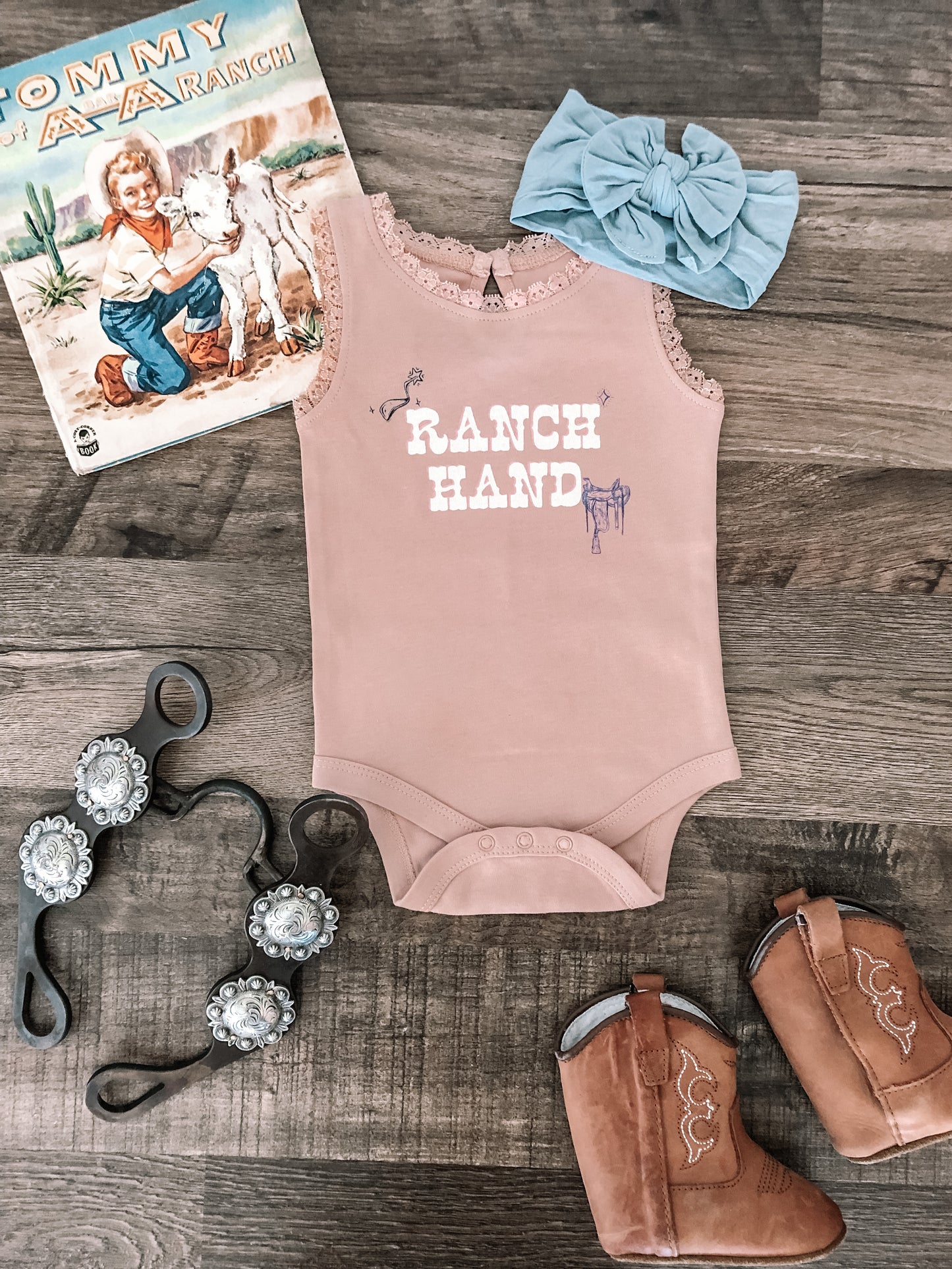 Ranch Hand Lace Bodysuit Tank (18-24M) - Blush