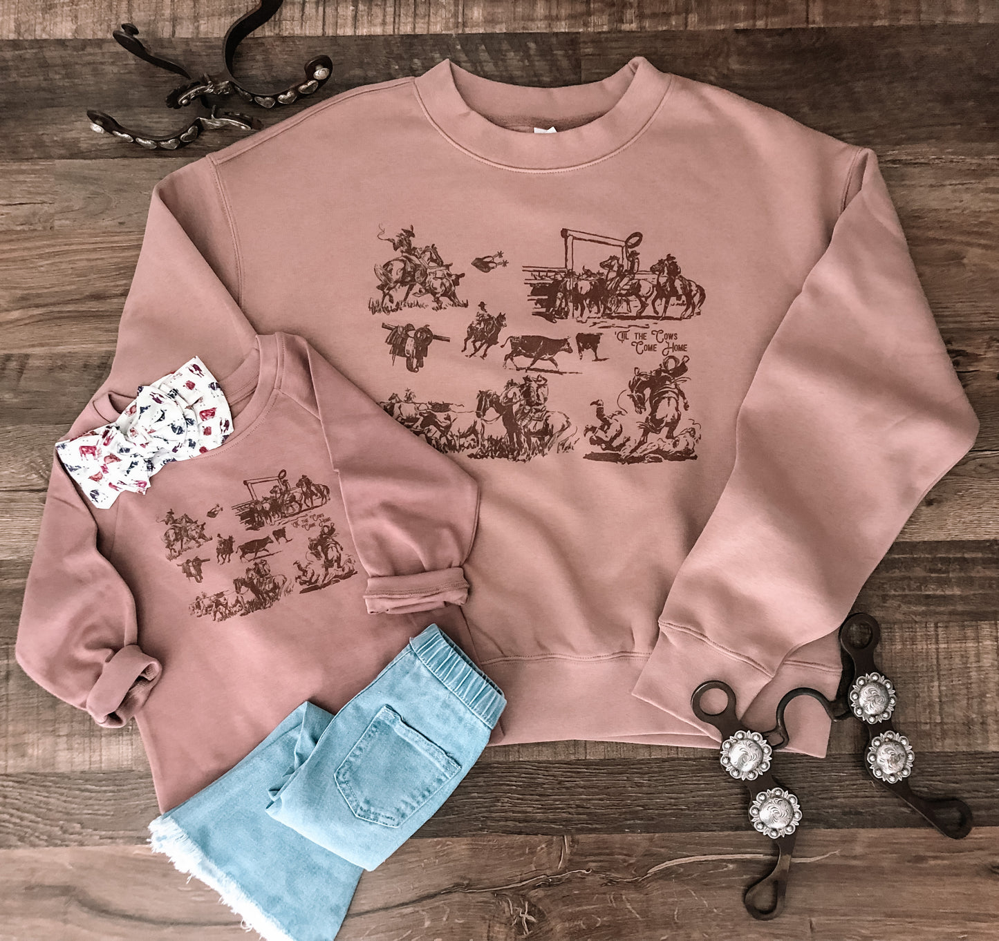 'Til The Cows Come Home Crewneck Sweatshirt (Women's XL, 2XL) - Dusty Purple