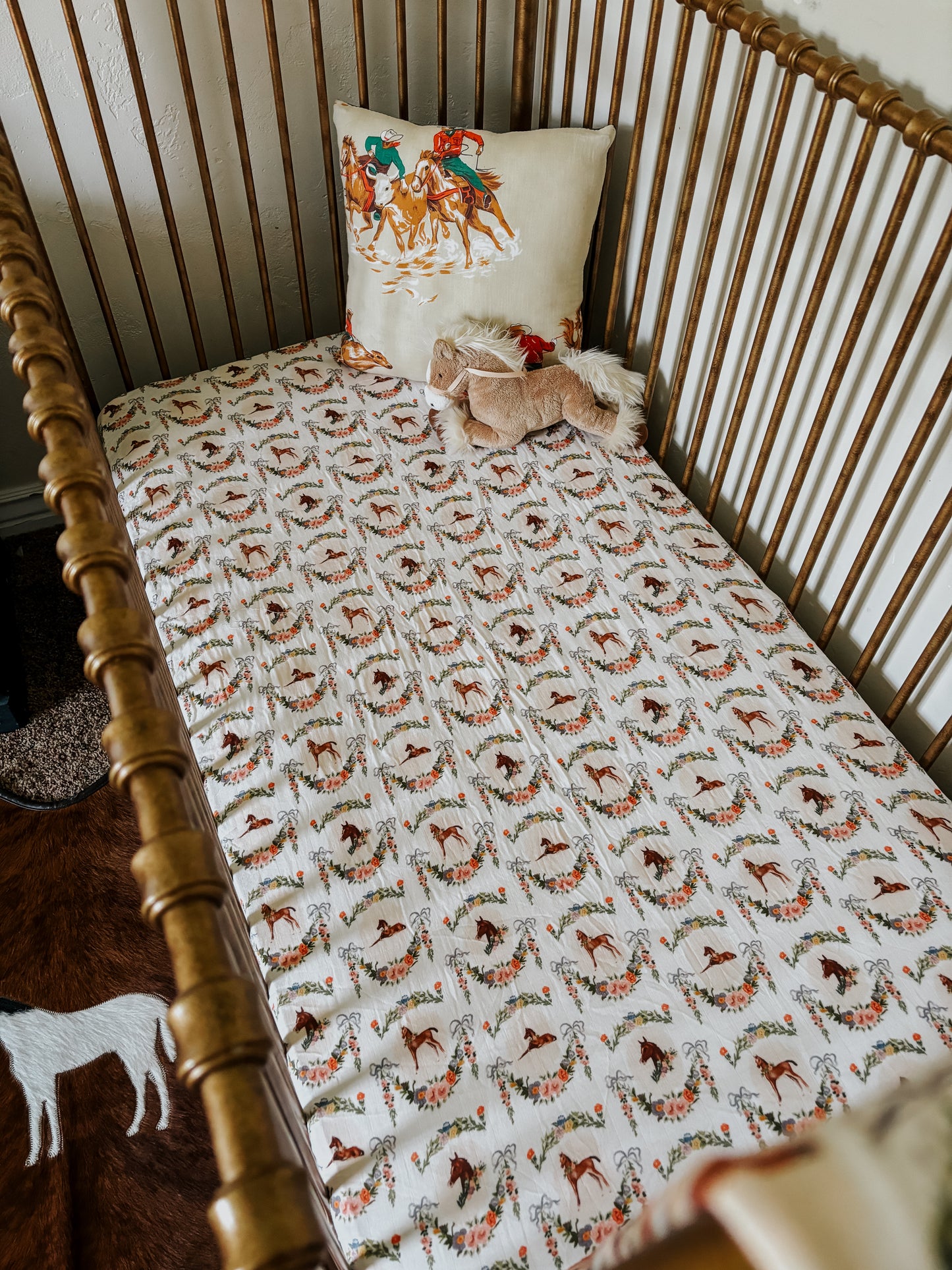 Painted Foal Bamboo Muslin Crib Sheet