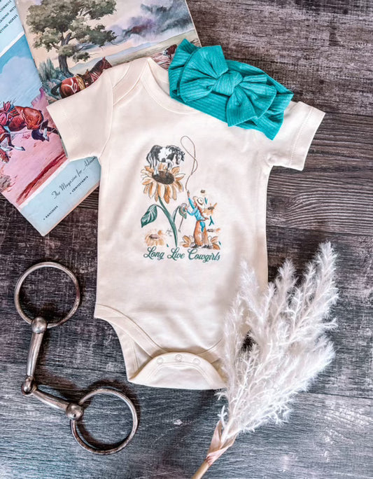 Sunflower Cowgirl Baby Bodysuit - Butter