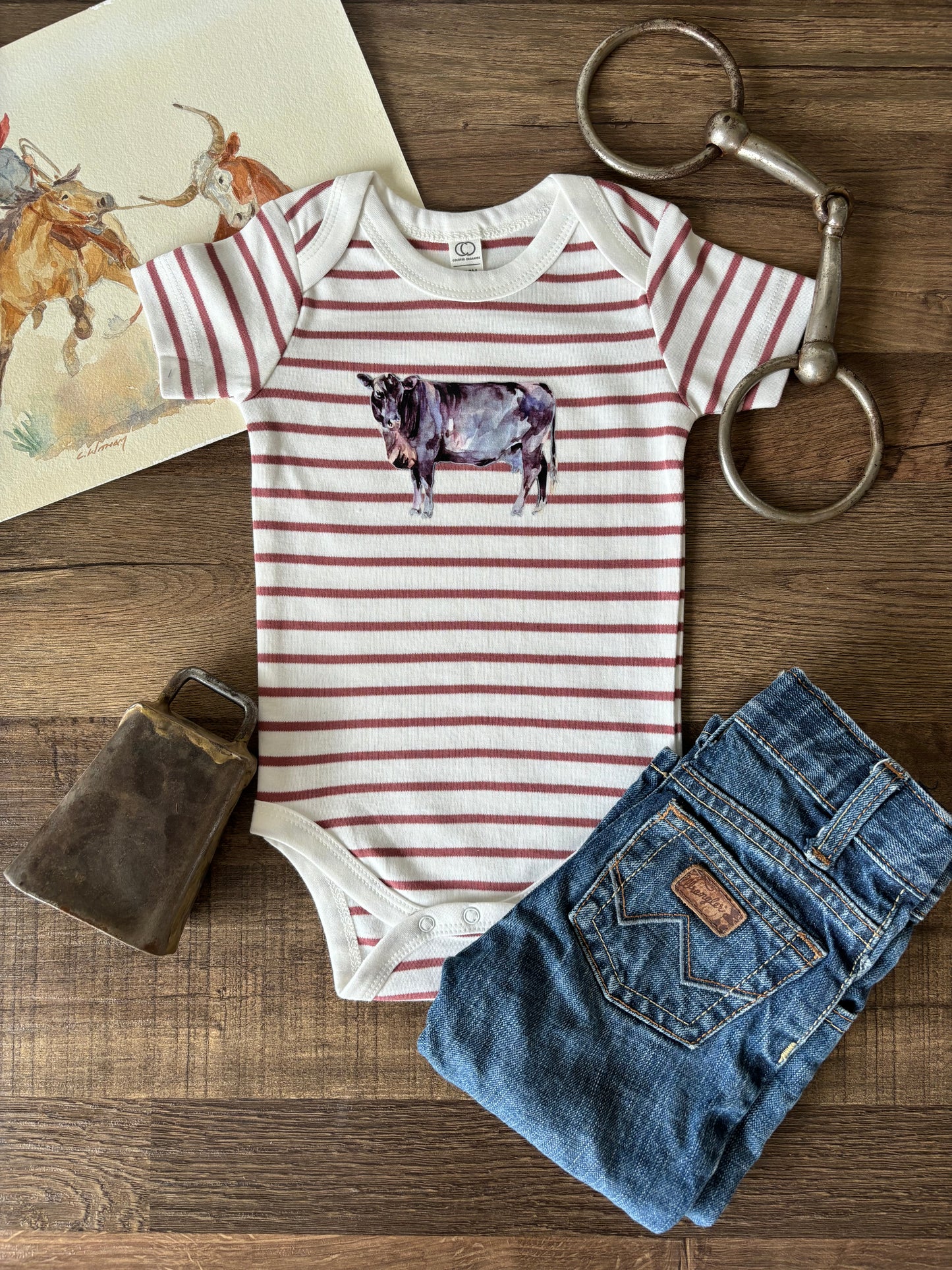 Angus Stripe Bodysuit & Tee (Baby & Toddler) - Berry