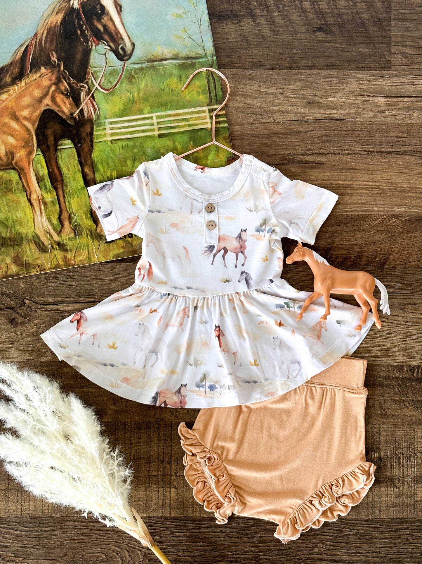 Watercolor Horses Bamboo Peplum Set