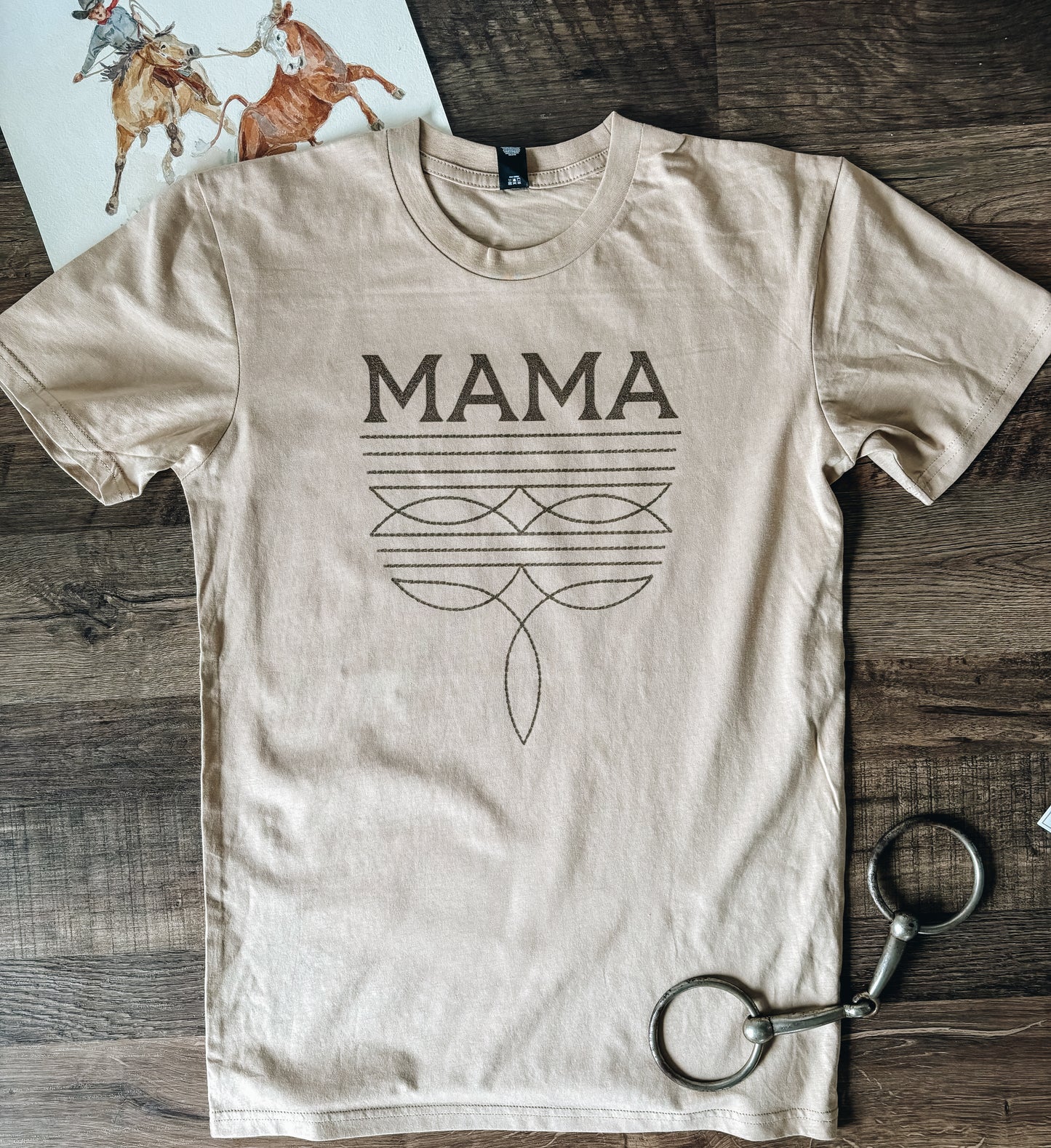 Mama Boot Stitch Tee (Adult) - Tan