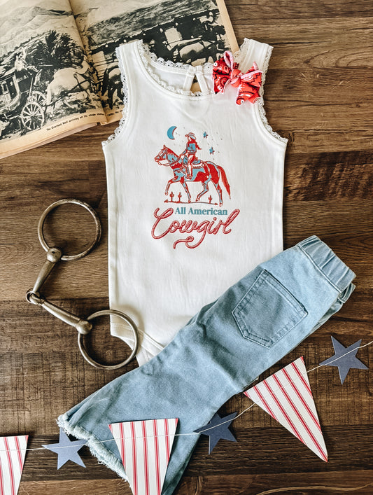 All American Cowgirl Lace Tank (Baby & Toddler) - Natural
