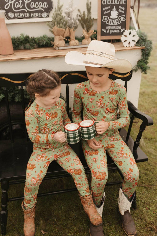 Vintage Western Christmas Bamboo Pajamas (Toddler & Youth)