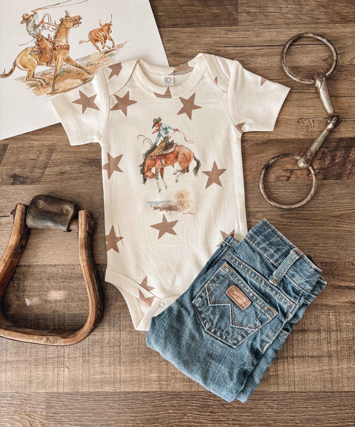 Blowin' Up Stars Bodysuit (Baby) - Truffle Stars