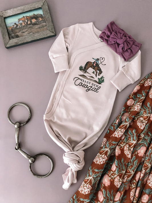 Brand New Cowgal Infant Kimono Gown - Wisteria