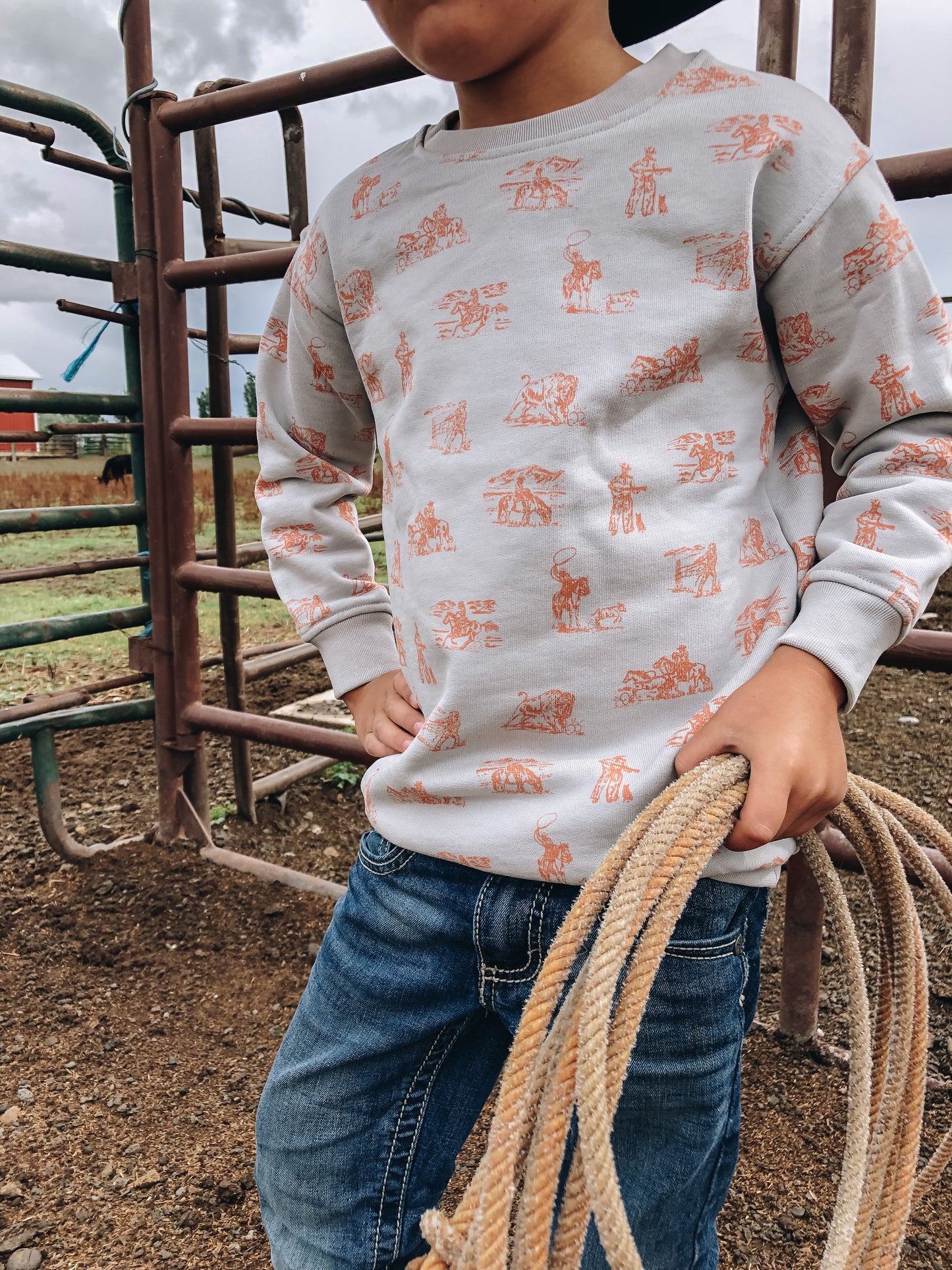 Buffalo Round-Up Organic Cotton Crewneck Sweatshirt (Toddler & Little Kid)