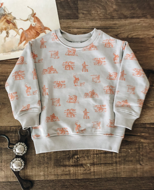 Buffalo Round-Up Organic Cotton Crewneck Sweatshirt (Toddler & Little Kid)