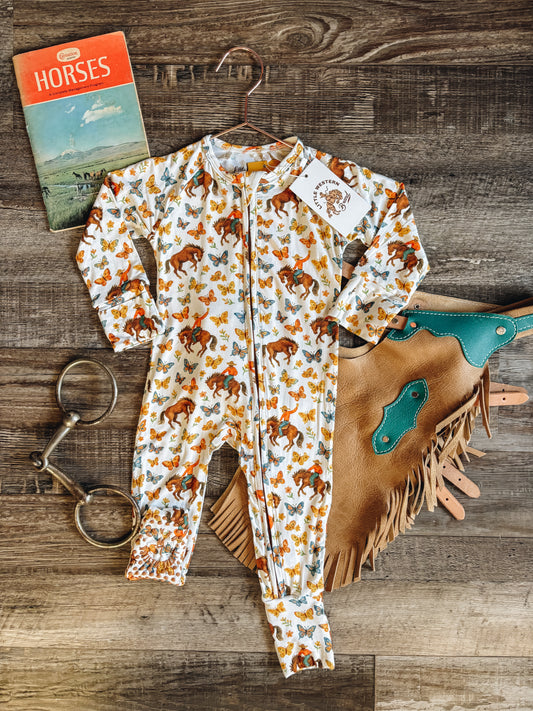 Butterfly Bronc Bamboo Footed Sleeper (Baby)