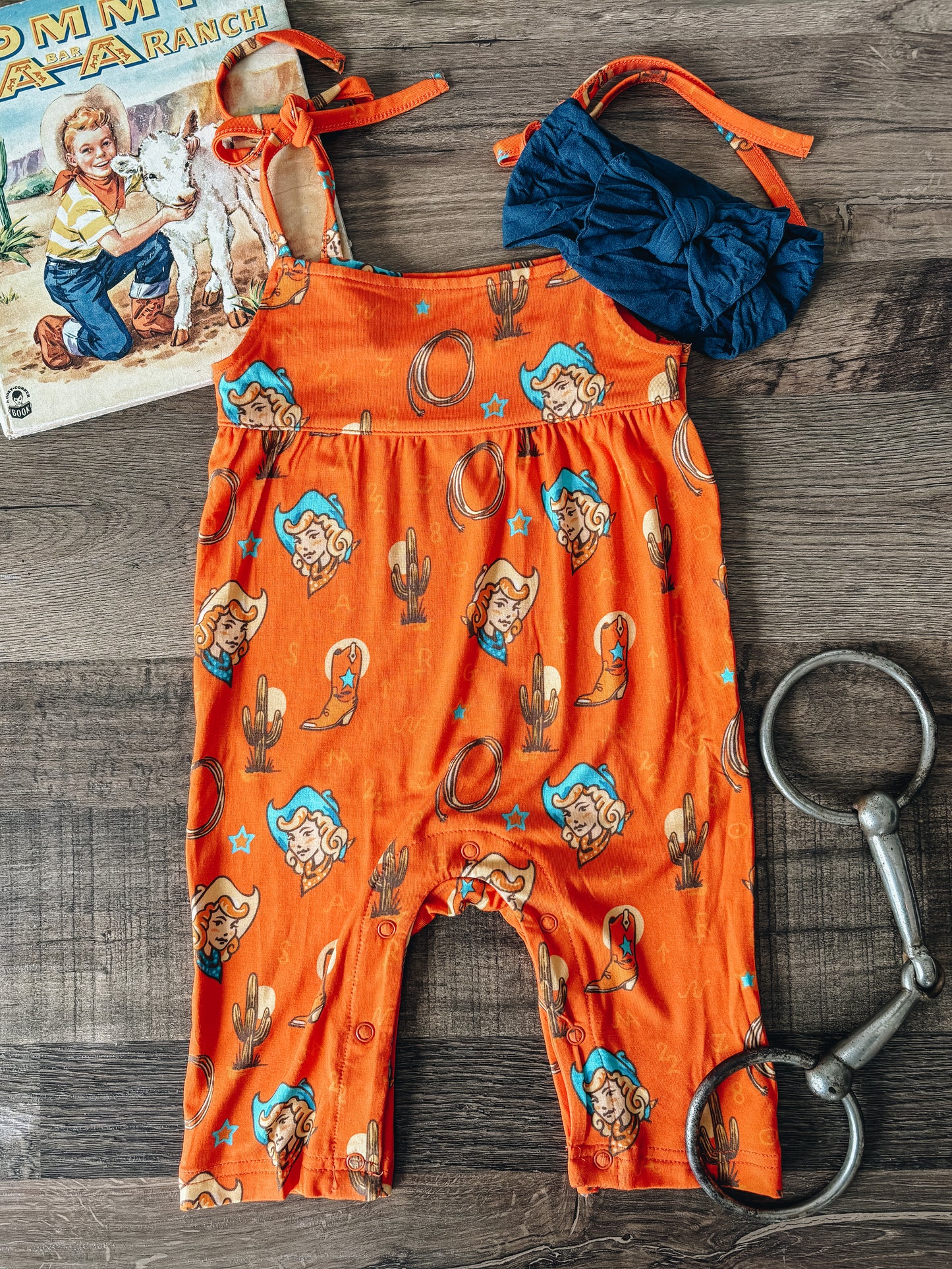 Vintage Cowgirl Bamboo Pants Romper (Baby, Toddler, & Youth)