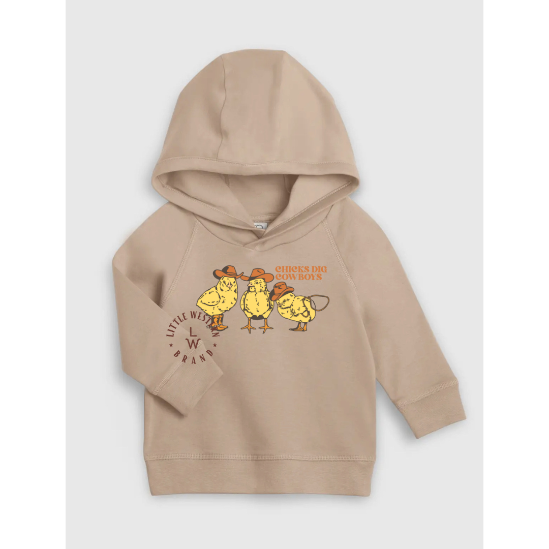 Chicks Dig Cowboy's Hooded Pullover (Baby & Toddler) - Clay