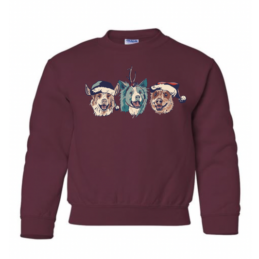 Christmas Cowdogs Crewneck Sweatshirt (Youth) - Maroon