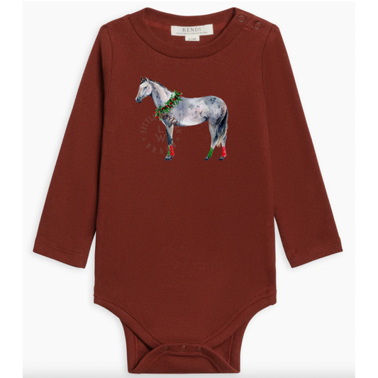 Christmas Grey Ribbed Long Sleeve (Baby & Toddler) - Garnet