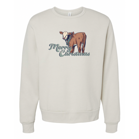 Christmas Hereford Calf Sweatshirt (Adult) - Heather Dust