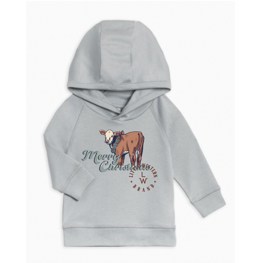 Christmas Hereford Calf Hooded Pullover (Baby & Toddler) - Mist