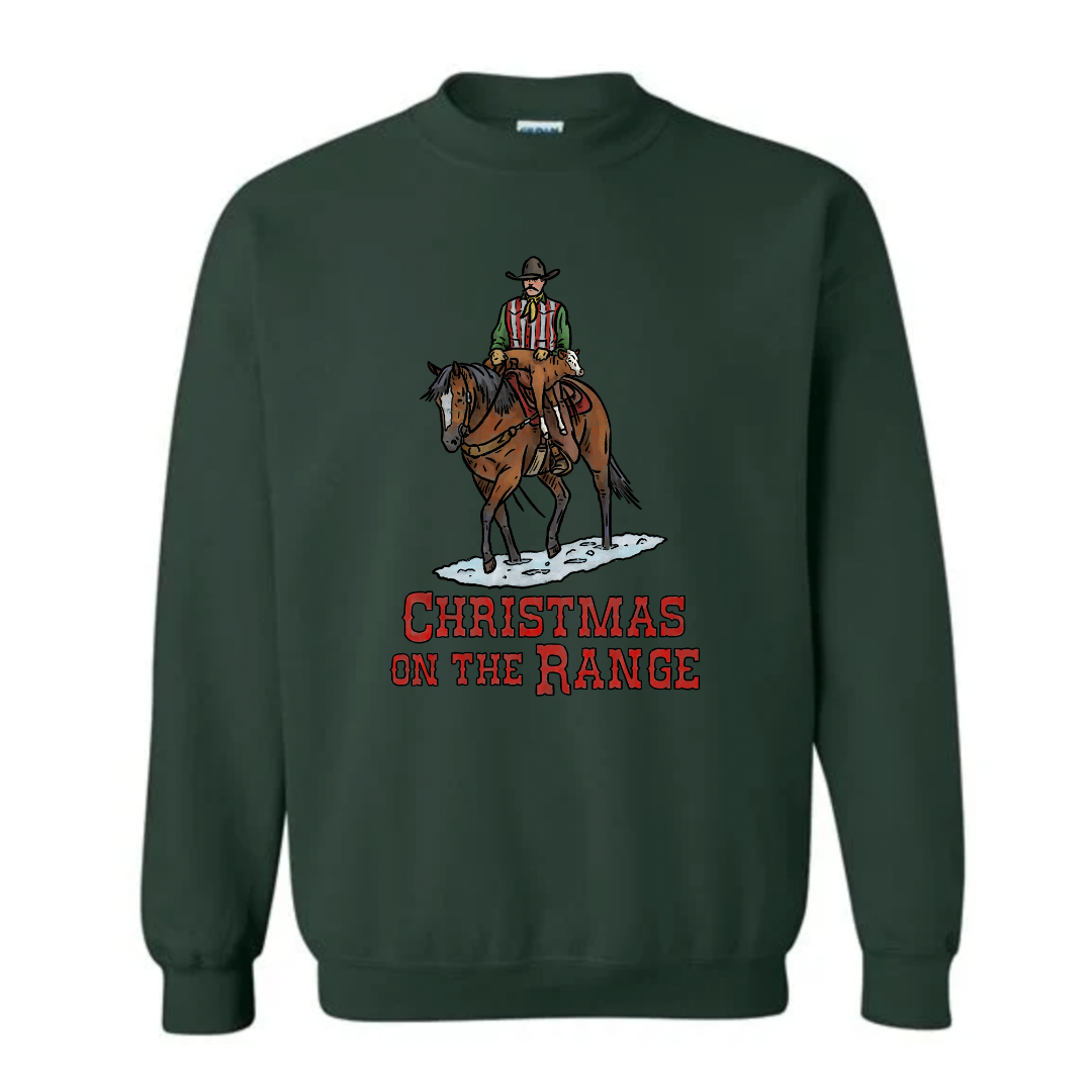 Christmas on the Range Crewneck Sweatshirt (Adult) - Forest Green