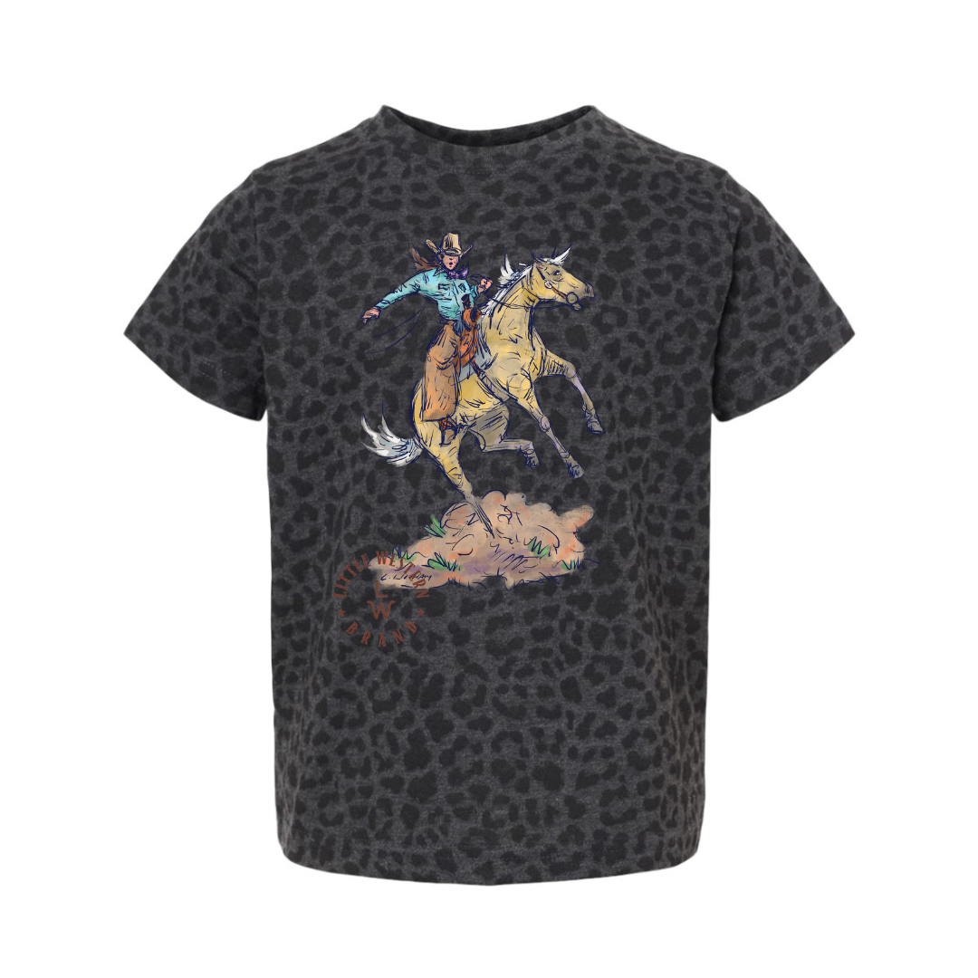 Cool Girl Tee - Black Leopard (5/6T, Youth S)