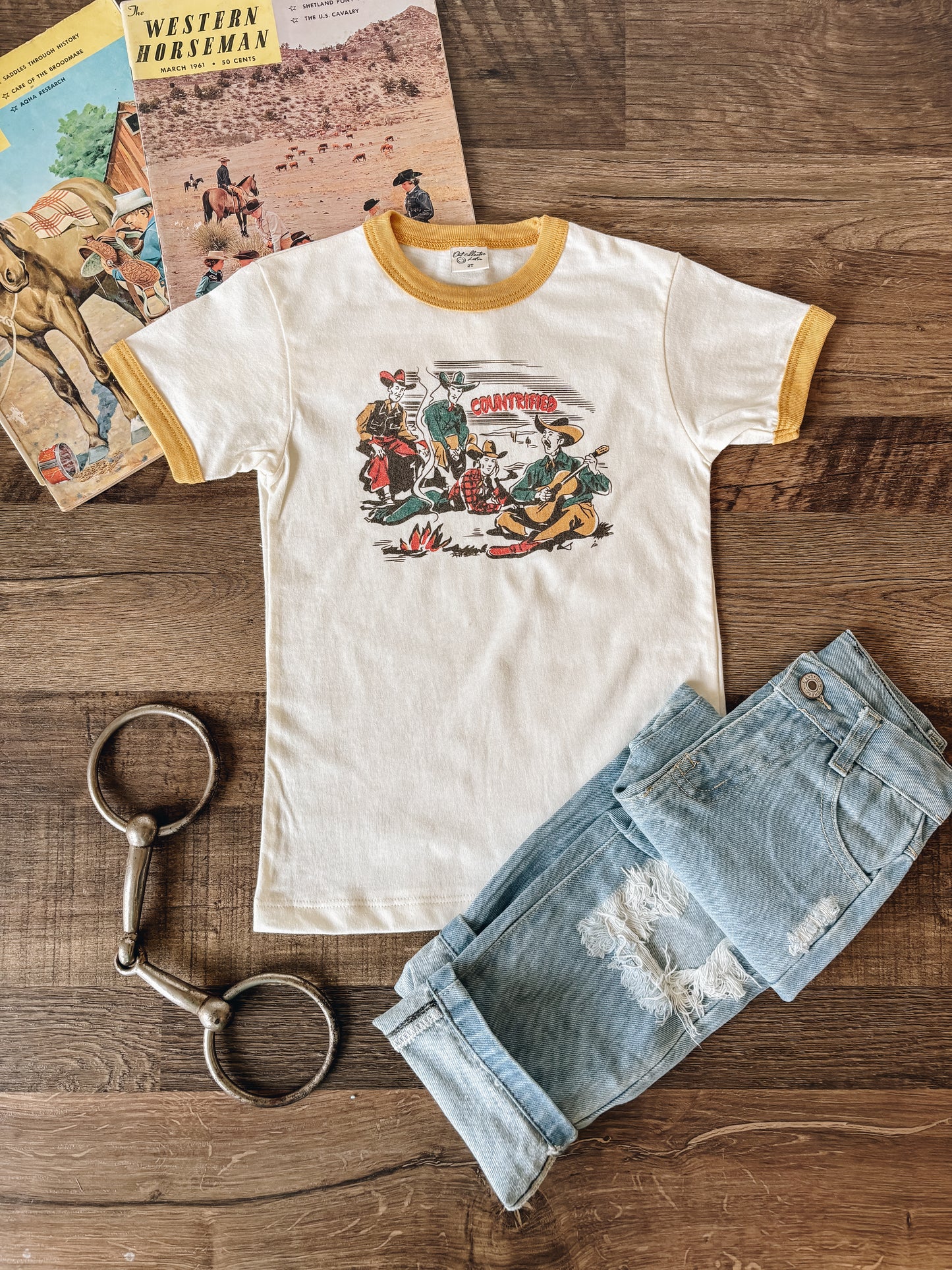 Countrified Ringers Tee (Toddler) - Mustard