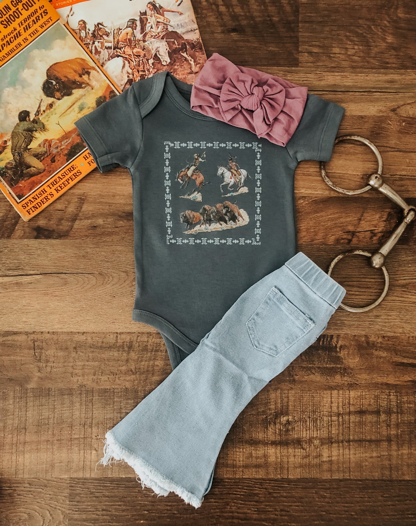 Cowboy's & Indian's Baby Bodysuit (Baby) - Harbor Blue