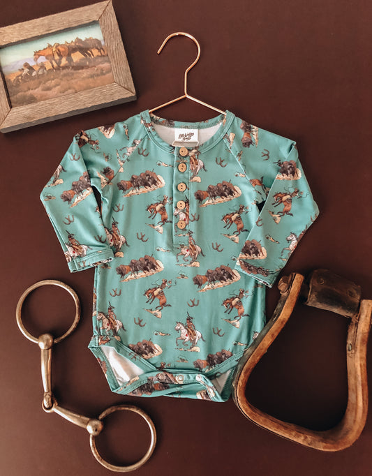 Cowboys & Indian's Bamboo Bodysuit (Baby) - Teal