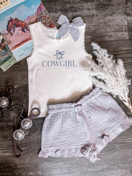 Lilac Cowgirl Lace Tank (Baby & Toddler) - Ivory